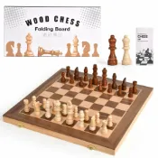 全球選品1館 生活百貨 棋守實木國際象棋木製可折疊磁性拼皮國際象棋棋盤