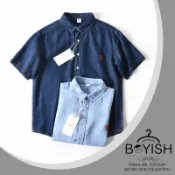  ￭BI小版男裝￭美式萊賽爾棉寬鬆休閒翻領短袖襯衫