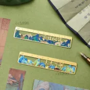 🎉可開發票🎉千里江山圖書籤定製古典中國風金屬黃銅尺子書籤高檔精緻故宮文創小禮品創意文具國小生紀念品刻字開學禮物