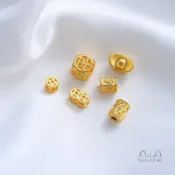 宏雲Hongyun-Ala-強保色銅鍍金馬上有錢金元寶雙鯉魚沙金隔珠手工diy手鍊項鍊配件