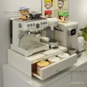 免運✨咖啡機置物架 茶器具收納檯 廚房桌上型 防塵杯架 咖啡膠囊收納抽屜 抽屜式收納櫃 茶包收納盒 桌上層架 水杯置物架