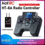 HOTRC HT-8A 發射器 8CH 陀螺儀 300M 帶 F-08AT 接收器,用於遙控飛機汽車船