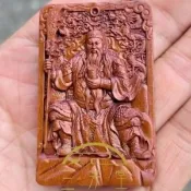 迎349_文武雙全 關聖帝君 關公 恩主公 神佩神飾 神像項鍊 台灣雕刻 雷擊木 雷棗 雷桃 道長開光【迎仙客】