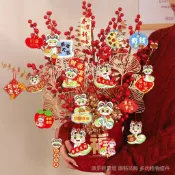 2025年綠植福桶盆景盆栽福果掛件掛飾 小吊牌新年春節客廳小掛件 園藝裝飾品