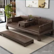 【好品質】新中式實木羅漢床南美衚桃木客廳小戶型傢具傢用沙髮床臥榻羅漢塌 RBGJ