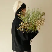 一分靈氣 有機羊毛線 立體貝雷帽 純手工編織 奶白色
