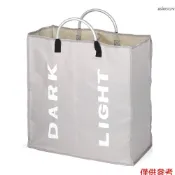 600D牛津布PE塗層材質髒衣袋 可摺疊多功能洗衣袋 帶鋁合金手把 WD3-010 淺灰色