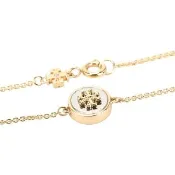 【TORY BURCH】Kira 雙T鏡面圓牌黃銅手鍊-金色