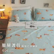 棉床本舖 臘腸渡假 我腿短我驕傲 100%天絲™/60s床包/兩用被組 台灣製TENCEL™Lyocel天絲床組 臘腸狗