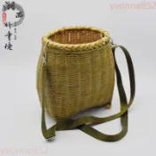 🍎熱銷 手工精編魚簍埰摘茶葉簍大竹籃全青皮泥鰍竹編水果筐精品 採茶簍 竹簍 小背簍鱔魚簍魚簍 老式趕海 青竹編織舞臺
