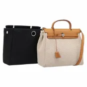 【二手🌈買一送一 可替換內袋】 ✦Hermes Herbag31中古款 雙子袋 金棕牛皮+帆布/銀扣 /口G刻