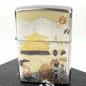 【Zippo】日系~傳統藝術- 金閣寺圖案電鑄板貼片加工打火機