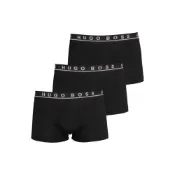 (店+)【HUGO BOSS】字母Logo印花邊飾休閒平角內褲 男款 3條裝 黑色
