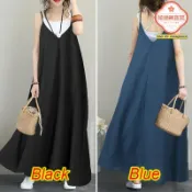 極樂藏寶閣 【露背性感】連衣裙 長裙 禮服裙 晚禮服 聚會裙 無袖V領 寬鬆顯瘦 高開叉設計 女士聚會度假 氣質女神範