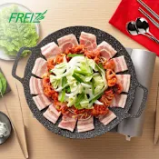 日本和平FREIZ 味覺探訪輕量大理石不沾燒烤盤/烤肉盤-32cm