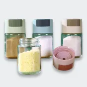 (店+)【YUANREN 原人購物】調味罐 調味料罐 定量鹽罐 按一下0.5G 控鹽瓶 調料罐 調料瓶 玻璃調味罐 香料罐 定量鹽罐 定量
