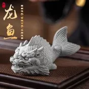 台灣現貨【源一】青砂石魚龍擺件 青砂石茶寵 石雕擺件 龍魚 精品茶寵可養茶玩茶臺裝飾品 創意魚缸造景 龍魚 小龍龜 魚躍