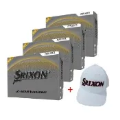 【DUNLOP 登祿普】SRIXON Z-STAR DIAMOND 高爾夫球三層球 一次4盒 加 球帽一頂