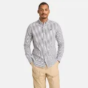 【Timberland】男款灰藍色條紋長袖襯衫(A6N8BB68)