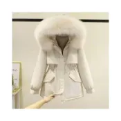 (店+)羽絨外套女秋冬防風防水保暖外套防寒鋪棉外套大衣中長版輕羽絨新年衣服休閒連帽風衣外套大尺碼韓版媽媽刷毛外套滑雪衣厚棉衣外套