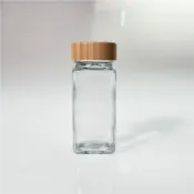 ≡☆包裝家專賣店☆≡瓶瓶罐罐 竹木蓋 附塞 方型玻璃香料瓶 可當調味罐、以及各式料理香料粉末乾燥香料 皆適用