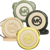 【Michael Kors】AIDY帆布x鱷魚壓紋皮革小款圓餅斜背包(4色)