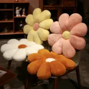 全球選品1館 生活百貨 兔毛雛菊花朵坐墊抱枕腰靠汽車墊腰墊背沙發裝飾品飄窗墊可愛女孩