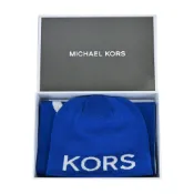 Michael Kors  MK簡寫LOGO配色針織毛帽/圍巾禮盒-藍