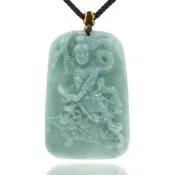 【喜緣玉品】天然A貨翡翠 滿綠 三太子 玉珮(中壇元帥)