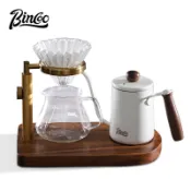 BINCOO 手沖咖啡支架套裝 復古工業風實木手沖架 可調節V60濾杯架套裝