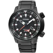 (店+)【CITIZEN 星辰】【柒號本舖】CITIZEN星辰ECO-DRIVE GMT兩地時間光動能男錶-IP黑 / BJ7086-57E