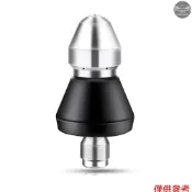 高壓清洗機下水道噴射噴嘴,不銹鋼下水道噴射噴嘴,1 個前噴射和 3 個後壓力排水噴射軟管噴嘴,帶 1/4 英寸快速接頭