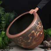 景德鎮特大號青花瓷魚缸 庭院室外大型水缸 睡蓮荷花造景盆 居家種樹陶瓷盆