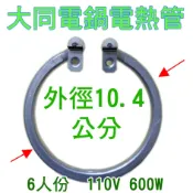 大同電鍋電熱管 6人份/110V/600W 直徑約10.4公分 加熱鋁管 加熱管 電鍋零件電鍋維修