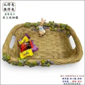 (店+)歐舍傢居 比得兔 果盤 藍莓兔子 水果盤 波麗 彼得兔 雙耳仿藤編 置物盤 可愛動物 糖果盤 桌上收納盤 發票鑰匙點心盤