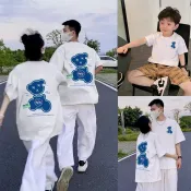 甜夢BABY丨美式小熊親子裝夏天 大尺碼純棉短袖親子服 夏季親子裝 一家三口家庭裝 家庭服 全家服 全家裝 母女裝 全家