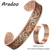 ARADOO 純銅手鍊男士女士超強磁性袖口手鐲 3500 高斯釹磁鐵珠寶禮品