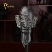 協貿國際日用品生活11館 三星堆人頭仿古純銅擺件居家裝飾復古廣發青銅鎏金人頭像