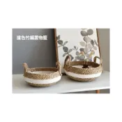 (店+)【巨路生活】收納筐收納籃子草編編織手柄圓形桌面零食乾果筐置物家居雜誌日式