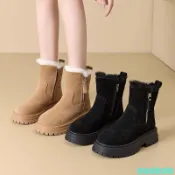 💢限時免運💢軟底真皮雪地靴女平底厚底短靴加絨加厚東北大棉鞋防滑冬季女靴子