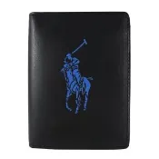 【RALPH LAUREN】POLO Ralph Lauren 藍色小馬6卡直立式短夾(黑)