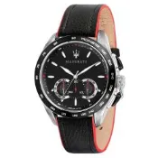 MASERATI 瑪莎拉蒂 TRAGUARDO 時尚三眼計時皮帶腕錶45mm(R8871612028) 附提袋