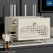 【免運】中古風無線路由器wifi收納盒上墻免打孔放置物架電視柜機頂盒隱藏線環球集線器收納盒 機上盒置物架 電視盒收納架