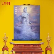 🔥台灣出貨🔥湄洲島媽祖神像天妃天后護航海神娘娘玄關供奉林默娘絲綢卷軸掛畫 媽祖 關聖帝君 財神爺 文昌帝君 招財