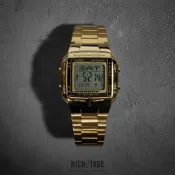 CASIO DATABANK 卡西歐 經典復古 金錶 碼錶 電子錶 數字顯示 潮流 不銹鋼【DB-360G-9A】