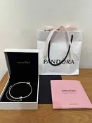 潘朵拉 Pandora Moments 心型 蛇鍊 雛菊 安全鍊 925 純銀 手鍊