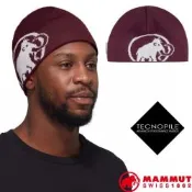 【MAMMUT 長毛象】Tweak Beanie 超輕彈性雙層針織保暖羊毛帽/毛線帽/抗風可遮耳/ 1191-01352-3812 葡萄酒紅/白