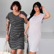 LULUS/PLUS/中大尺碼/睡衣天絲親膚罩杯圓領連身裙３色【A02260033】260624
