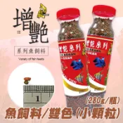 【悠游增艷魚飼料/雙色(小顆粒)-280g】花羅漢 金魚 孔雀魚 中型魚 小型魚 小顆粒 半浮飼料 魚飼料 台灣製