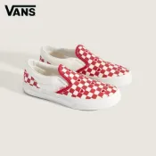 Vans Classic Slip-On 中童款紅色棋盤格滑板鞋 休閒鞋